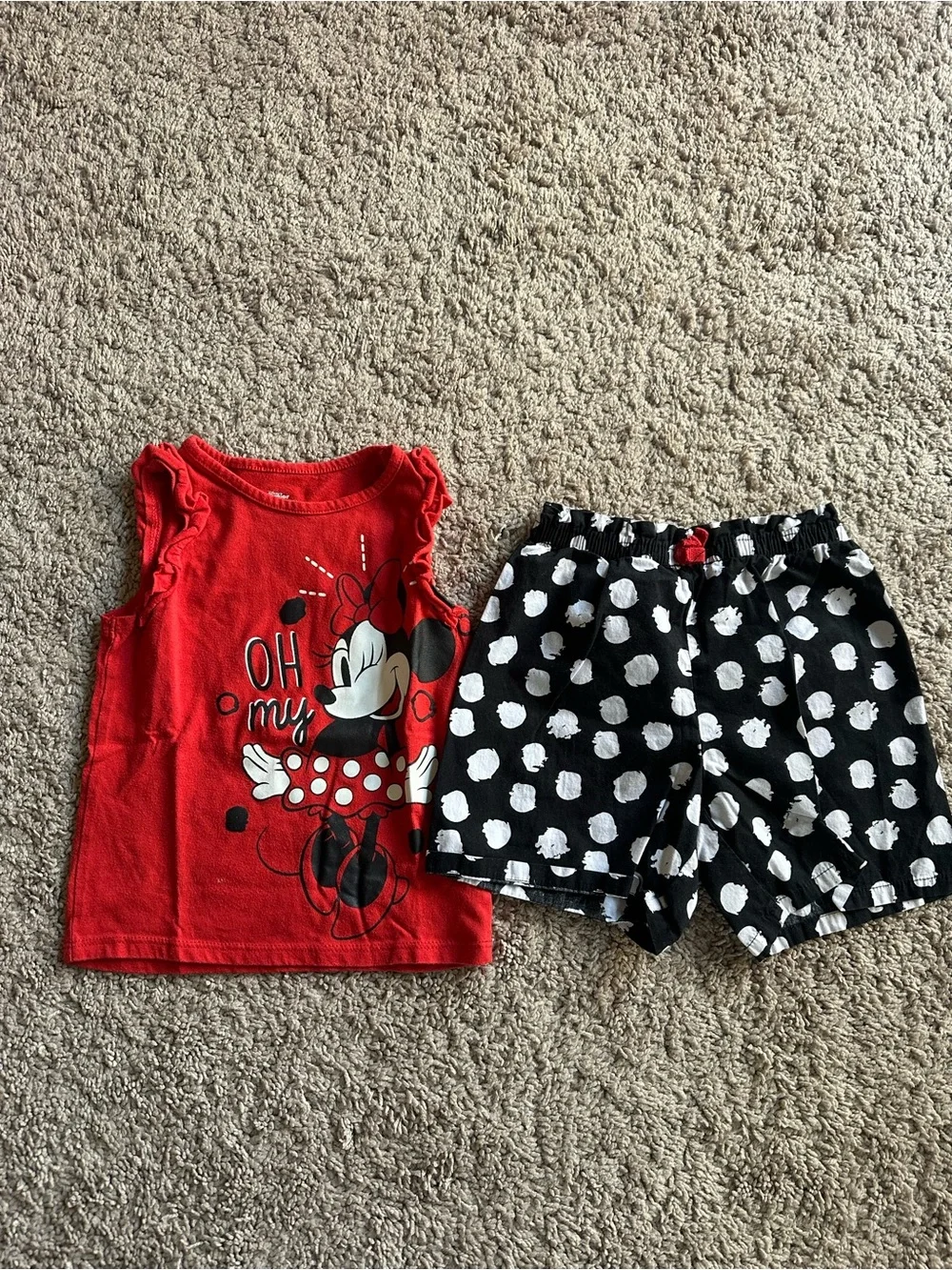 Reebok Peach Short Sleeve Top with Pastel Plaid Shorts and Minnie Shorts withTop